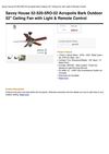 Savoy House 52-520-5RO-52 Acropolis Bark Outdoor 52 Ceiling Fan With Light & Remote Control