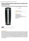 Hunter 30793 Permalife Large Room Air Purifier With Permanent Filter