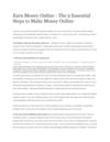 Earn Money Online The 9 Essential Steps to Make Money Online http://getmakemoneyonline.com
