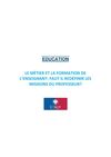Le métier et la formation de l’enseignant : faut-il redéfinir les missions du professeur ?