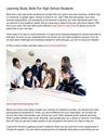 Learning Study Skills For High School Students