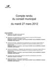 27 mars 2012: compte-rendu du conseil municipal