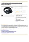 Shure SRH840 Professional Monitoring Earphones