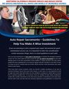  Auto Repair Sacramento – Guidelines To Help You Make A Wise Investment