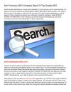 San Francisco SEO Company Signs Of Top Quality SEO