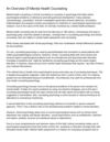 An Overview Of Mental Health Counseling
