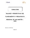 BALANCE Y PERSPECTIVAS DEL PRESUPUESTO PARTICIPATIVO 2004 - REGION SAN MARTIN