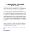 Why use Building Maintenance Professionals?