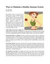 Ways to Maintain a Healthy Immune System