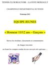 TCBF - Championnat "Honneur Garçons 11/12 ans - 2012" : résultats, commentaires, classement.