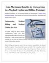 Gain Maximum Benefits by Outsourcing to a Medical Coding and Billing Company