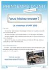 Printemps d'UNIT 2012 - Newsletter n°3