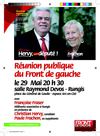 Réunion publique à Rungis mardi 29 Mai