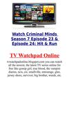 Watch Criminal Minds Season 7 Episode 23 & Episode 24 Hit & Run