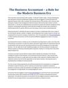 The Business Accountant – a Role for the Modern Business Era