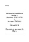 Remise de la médaille de la ville de Chevilly-Larue à MM. Spielrein et Pasqui