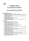 26 juin 2012 - compte-rendu du conseil municipal