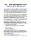 Cold Chain Management: Good Practices With ClimaTrack
