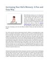 Increasing Your Kid's Memory: A Fun and Easy Way