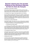 Bonnes raisons pour les parents d