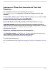 Importance of Cheap Auto Insurance and Teen Auto Insurance …