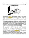 Some Important Points to Consider Before Hiring Private Detective
