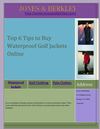 Top 6 Tips to Buy Waterproof Golf Jackets Online