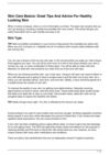 Skin Care Basics: Great Tips And Advice For Healthy Looking Skin