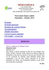 Nouveautés adulte - Rentrée 2012