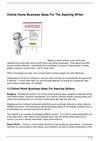Online Home Business Ideas For The Aspiring Writer