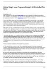 Online Weight Loss Programs-Simply It All Works Out The Same
