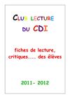 Coups de coeur 2011-2012 du club lecture du CDI - collège Jean-Moulin, 56500 LOCMINE