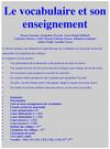 Le vocabulaire et son enseignement