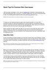 Quick Tips For Common Skin Care Issues
