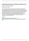 Hiring Private Duty Home Care Workers In Harbor City CA