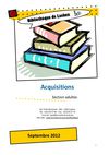 Acquisitions - section adultes (septembre 2012)