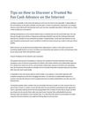 Tips on How to Discover a Trusted No Fax Cash Advance on the Internet