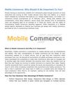 Mobile Commerce - Why Should It Be Important To You