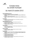 23 octobre 2012, compte rendu du conseil municipal
