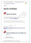 NEWS LETTER DU 30 OCTOBRE 2012 SEMAINE 44