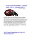 WELCOME TO MY PICKENS COUNTY HIGH SCHOOL FOOTBALL BLOG