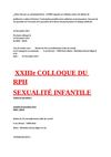 XXIIIe COLLOQUE DU RPH SEXUALITÉ INFANTILE 