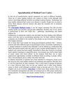Specialization of Medical Care Center