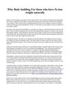 Why Body building For those who have To lose weight naturally