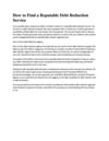 How to Find a Reputable Debt Reduction Service