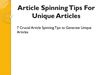 Article Spinning Tips