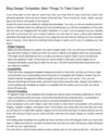 Blog Design Tempaltes, Main Things To Take Care Of