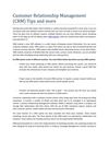Customer Relationship Management (CRM) Tips and more