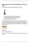 Hamilton Beach 51101B Personal Blender with Travel Lid, Black