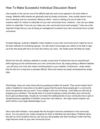 How To Make Successful Individual Discussion Board S